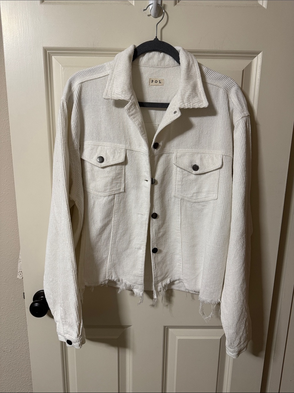 POL Off-White Corduroy Button Jacket